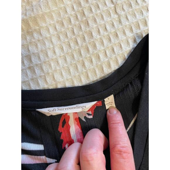 Soft Surroundings Tropical Floral Black Flowing Tank Top Summer Style Large - Picture 8 of 10